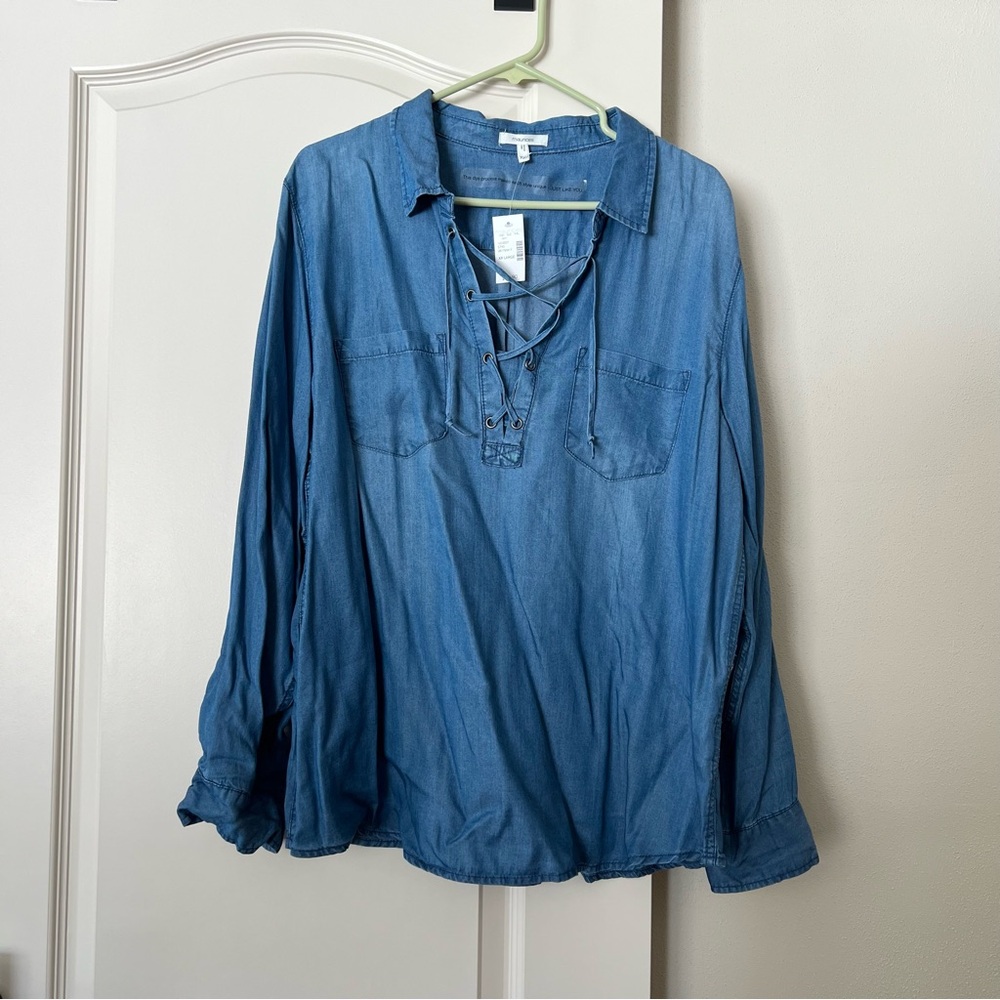 NWT Women's Maurice’s Blue Denim Tunic Size XXL
